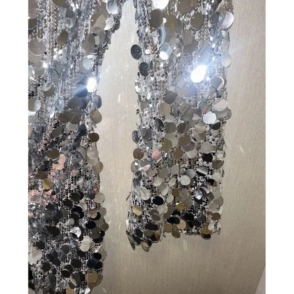 New 12th Tribe Pippa Silver Payette Long Sleeve Mini Dress S - Picture 10 of 12